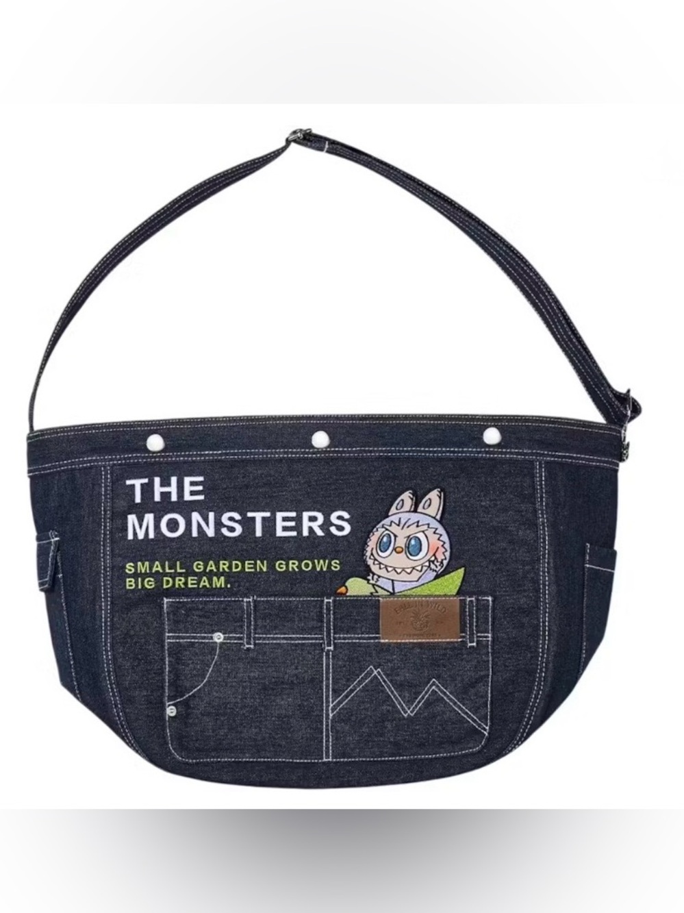 Pop Mart The Monsters Fall in Wild Series Denim Messenger Bag,